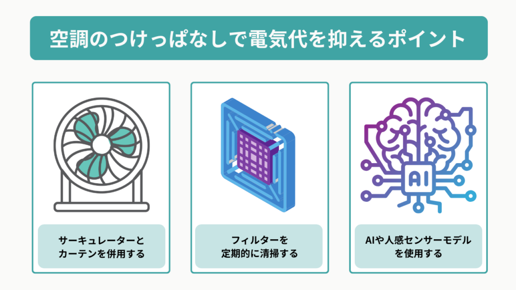 空調のつけっぱなしで電気代を抑えるポイント